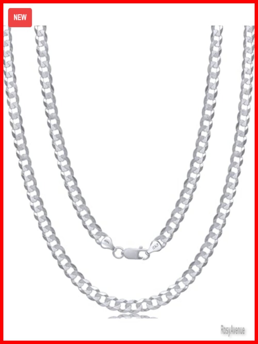 Italian 925 Sterling Silver Cuban Link Chain Necklace 18 Inch 7mm